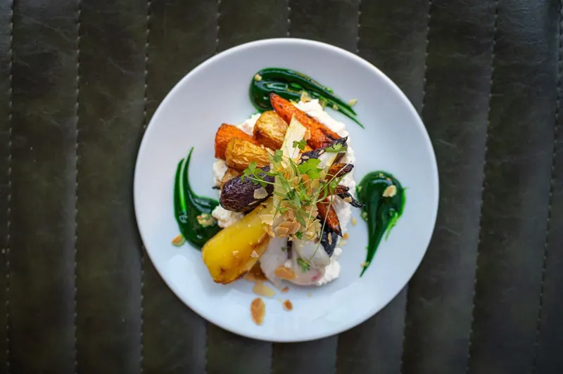 A plated dish at Corkage Bath