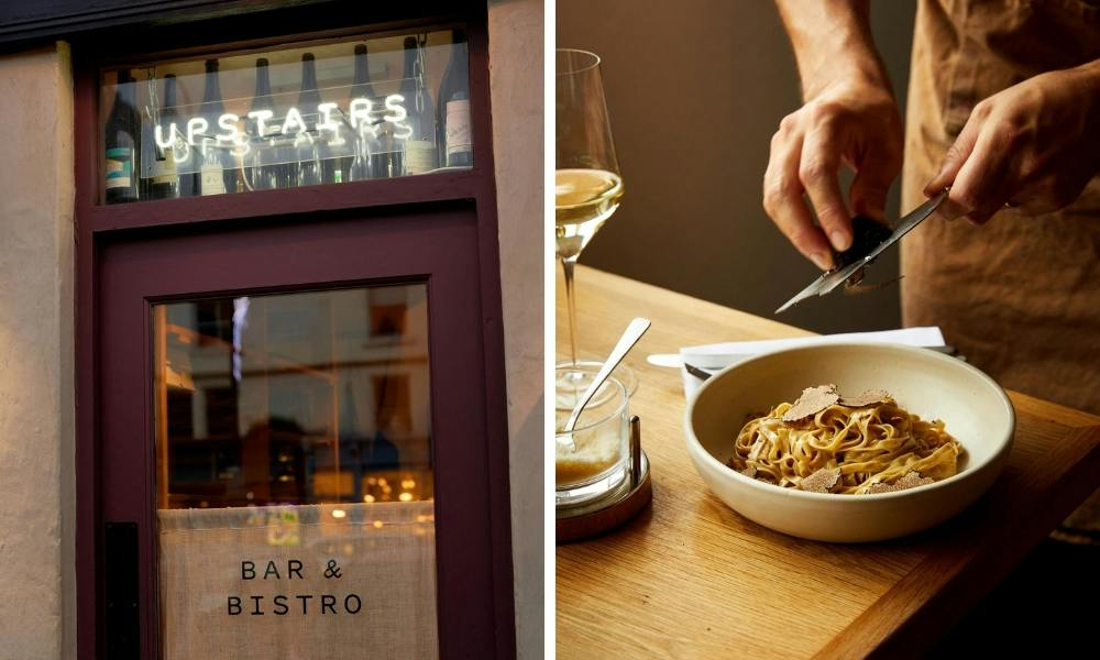 Upstairs at Landrace entrance and pasta dish