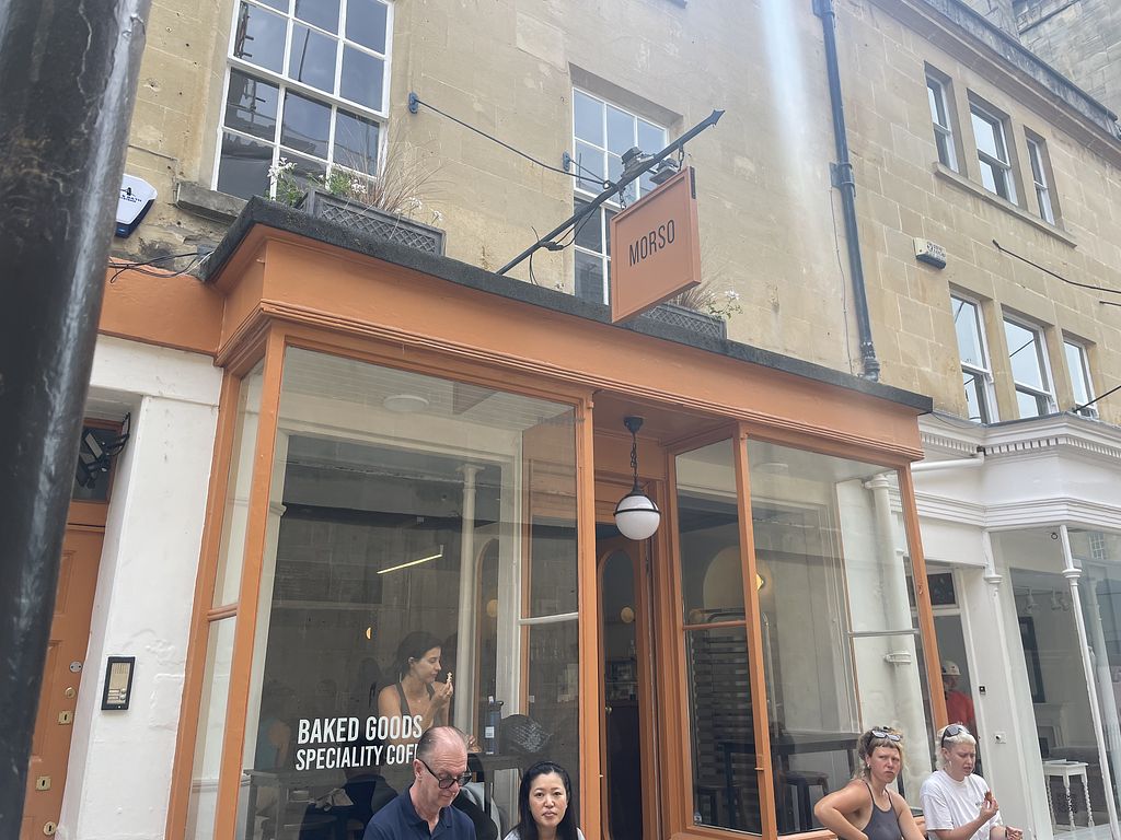 The orange Morso Bakery shopfront in Bath